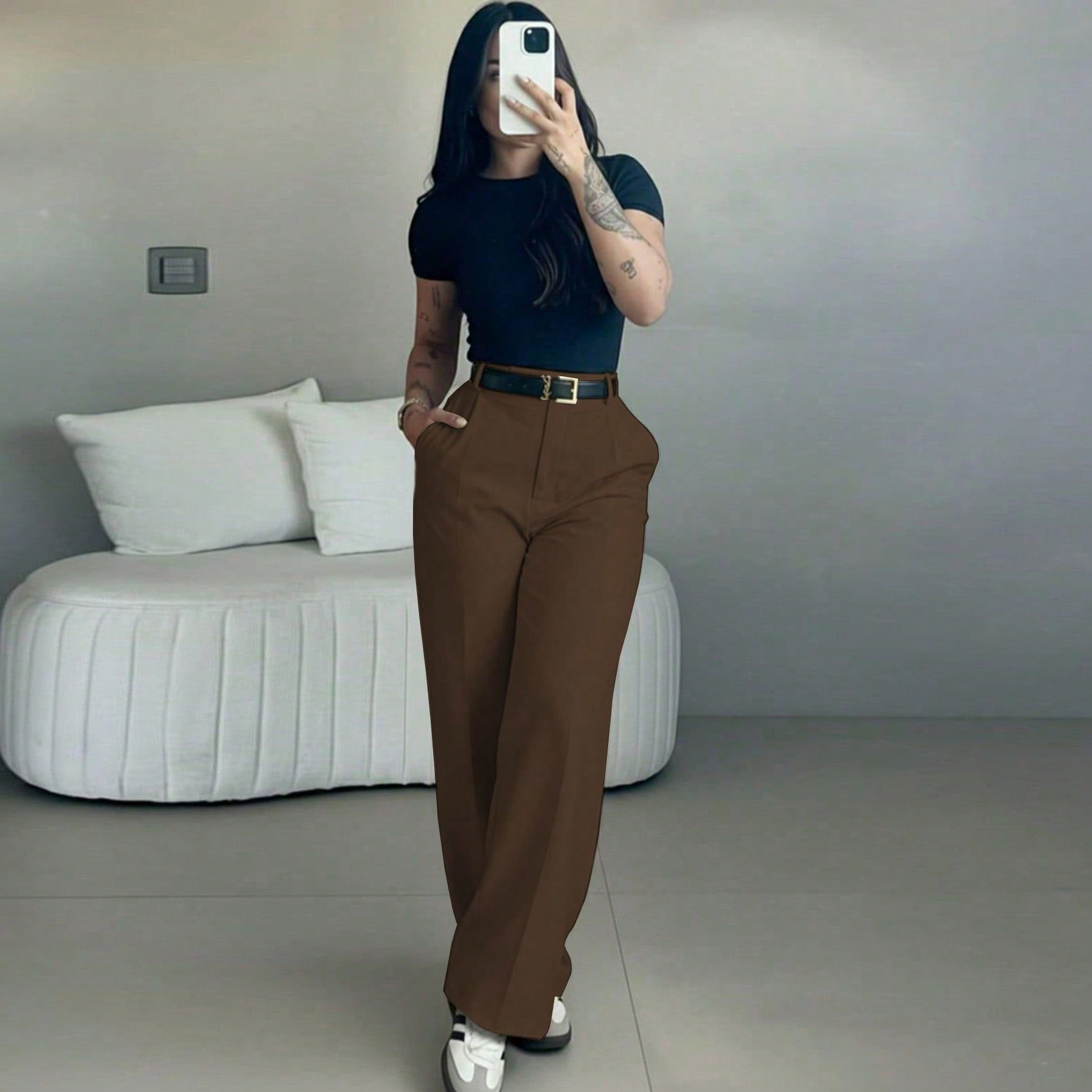Luna High-Waist Tailored Pants