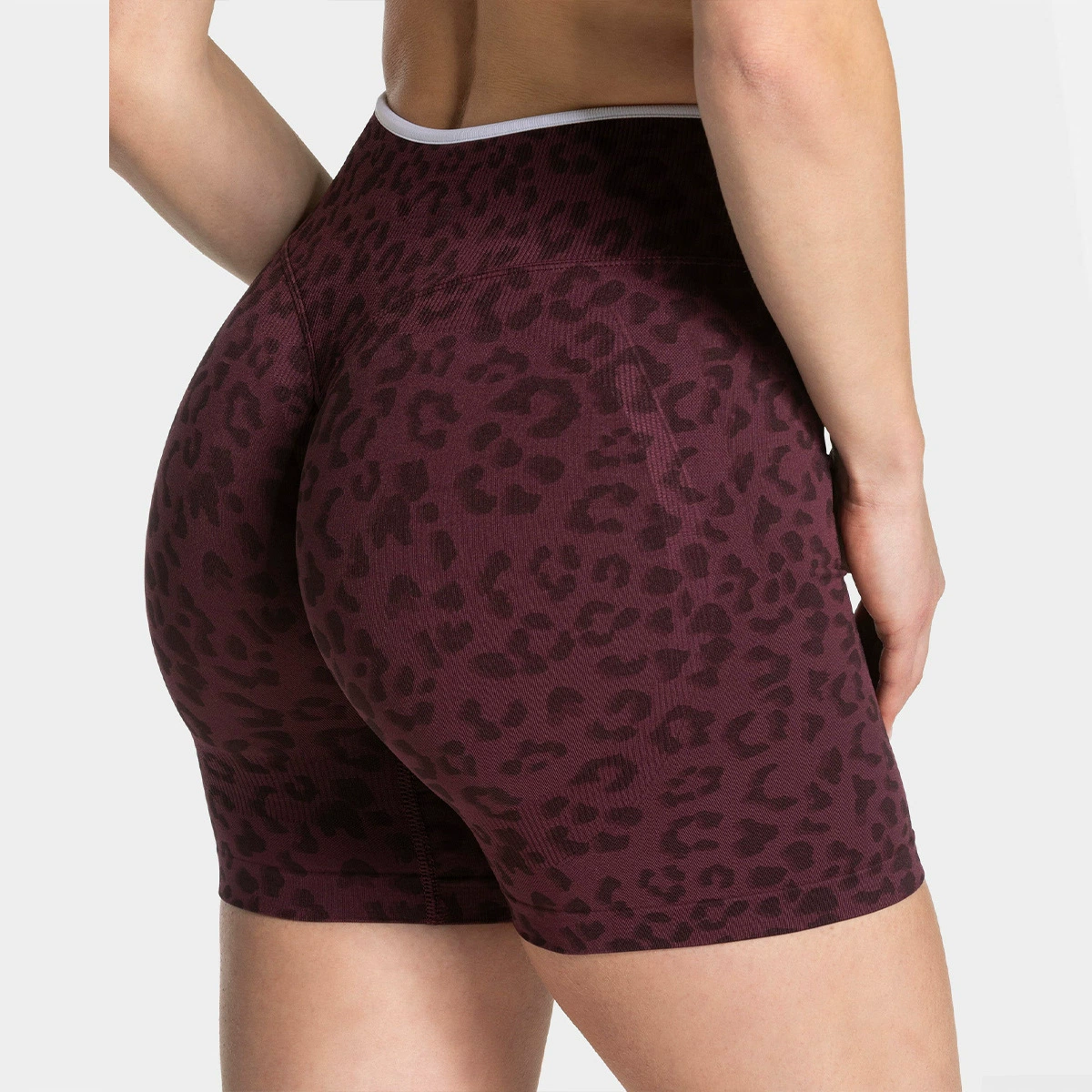Seamless Leopard Print High Waist Workout Shorts