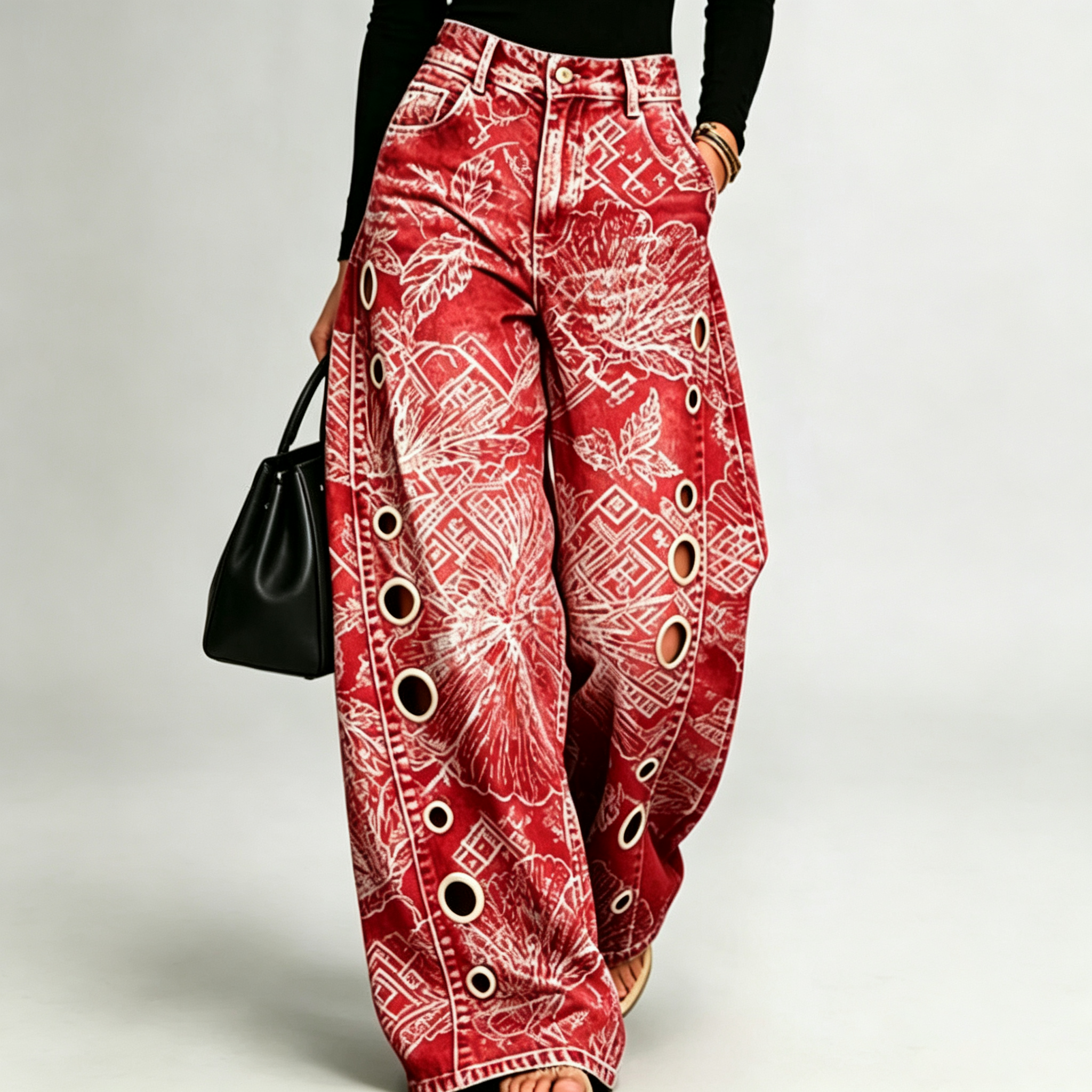 LunaBloom™ Printed Wide Leg Jeans