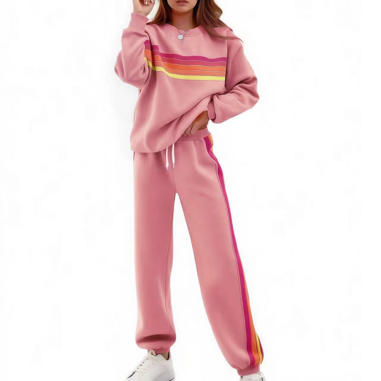 Rainbow Stripe Relaxed Fit Two-Piece Set