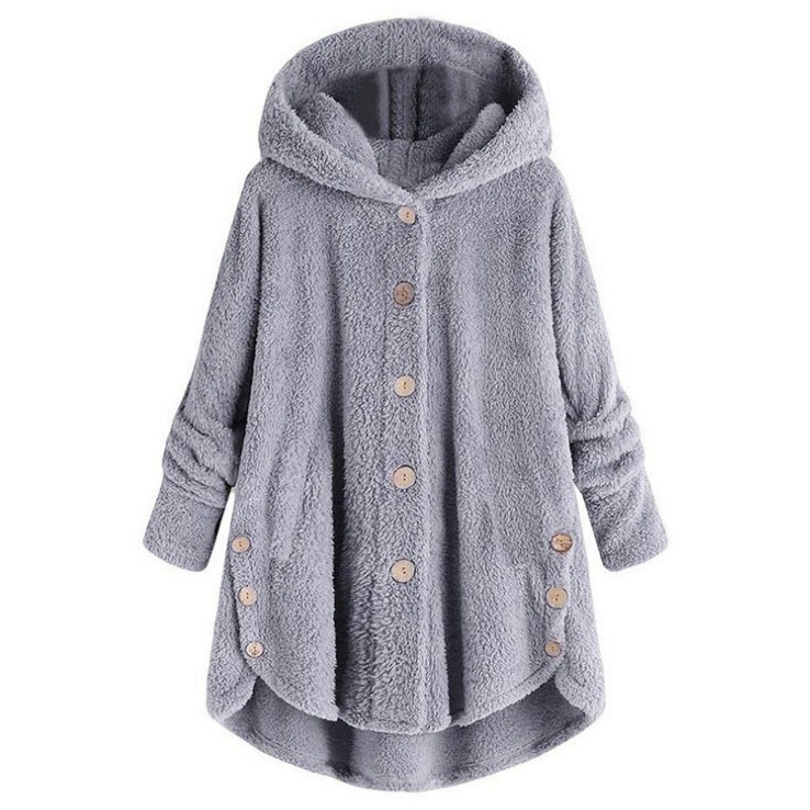 Marlow Hooded Button-Front Fleece Coat