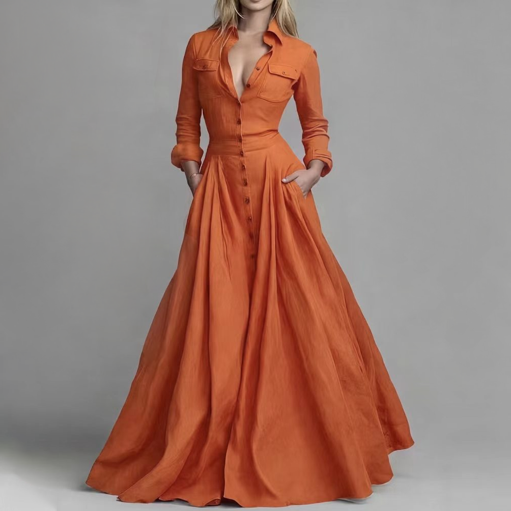Elena Belted Maxi Shirt Dress