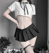 Sexy transparent student white shirt tie bow uniform