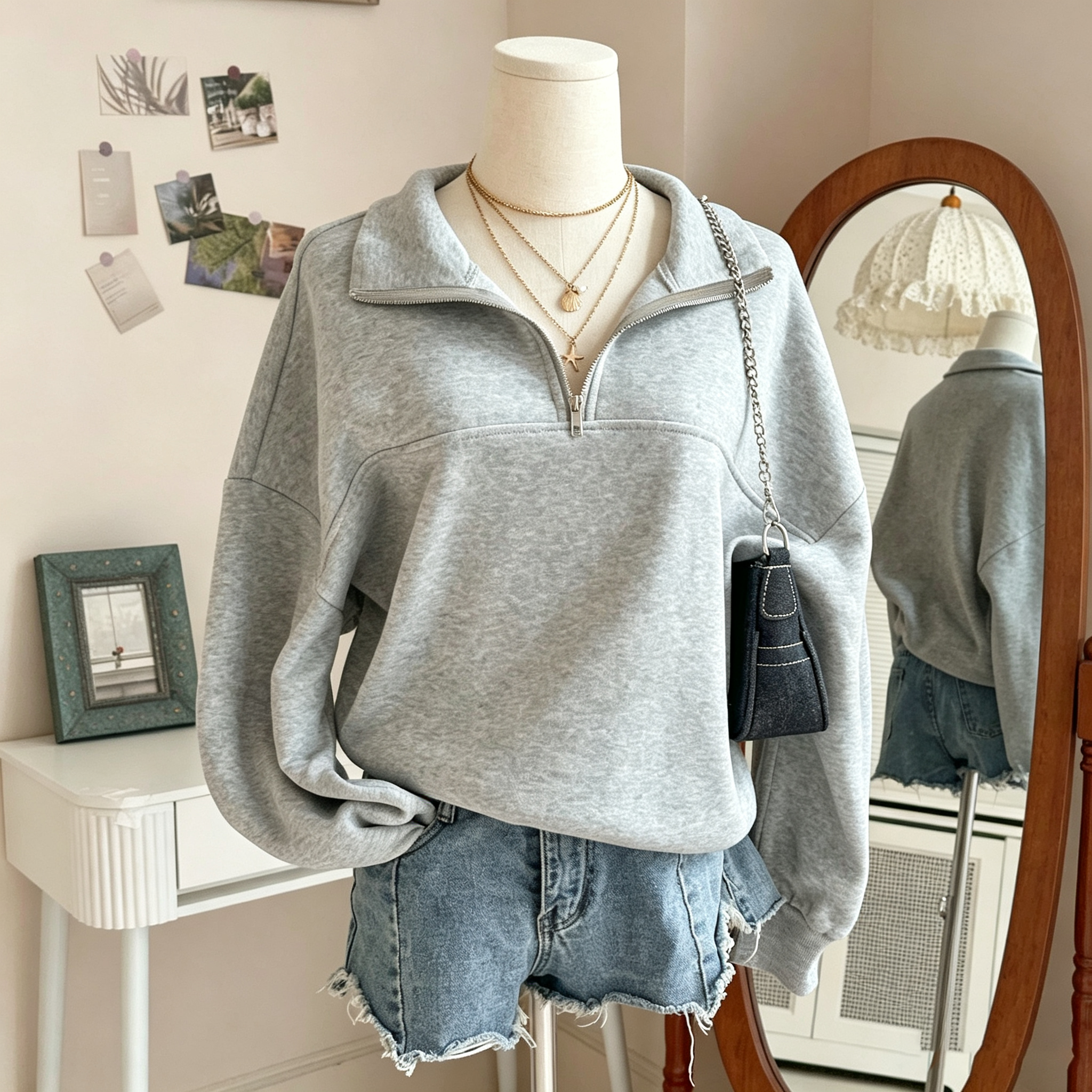 Evelyn Half-Zip Pullover Sweatshirt