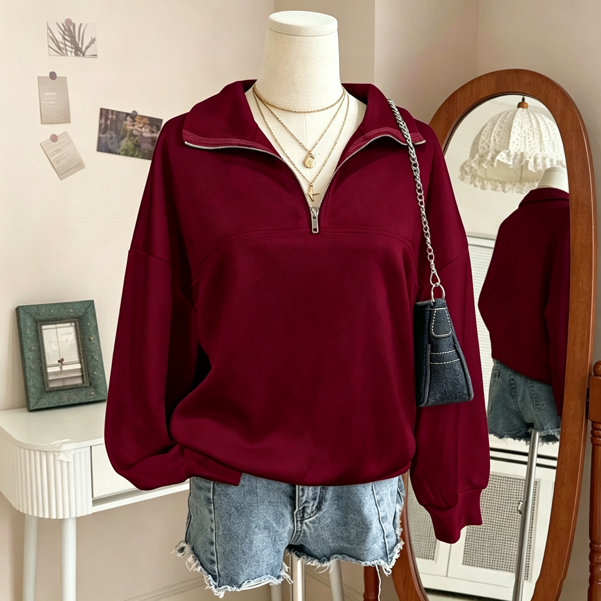Evelyn Half-Zip Pullover Sweatshirt