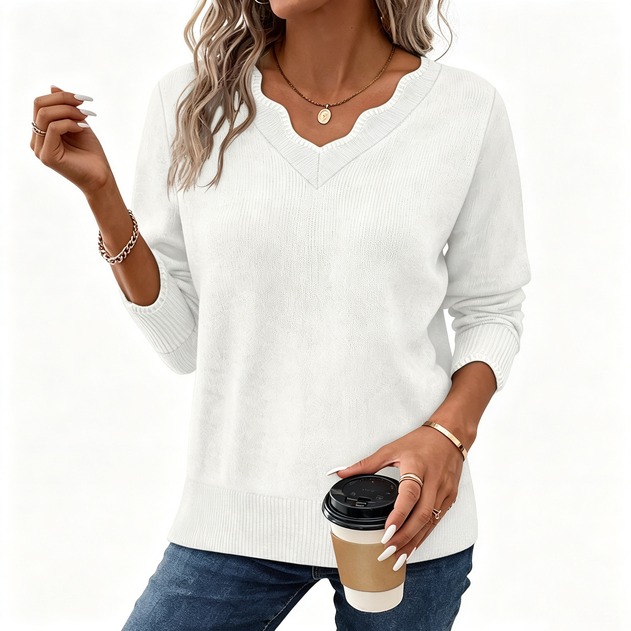 Luna V-Neck Knit Sweater