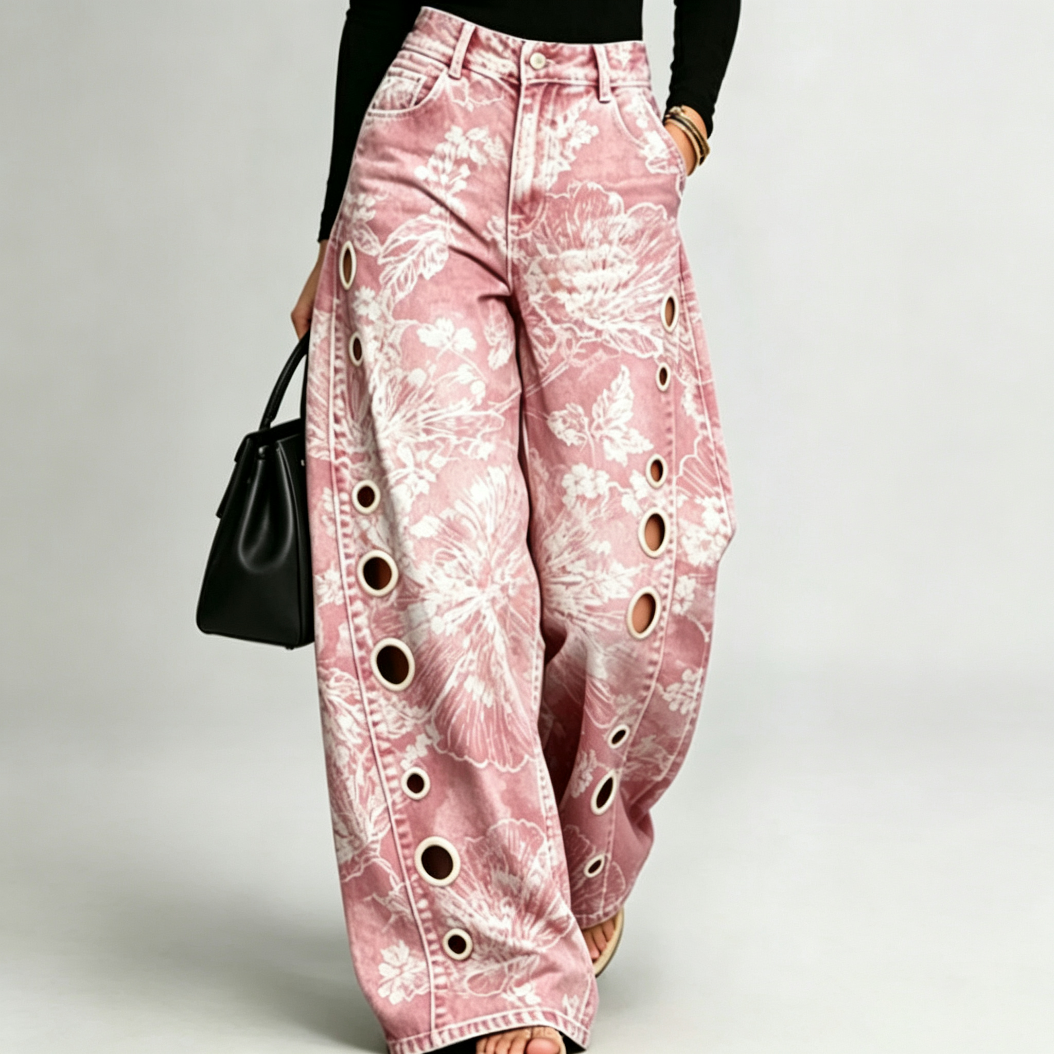 LunaBloom™ Printed Wide Leg Jeans