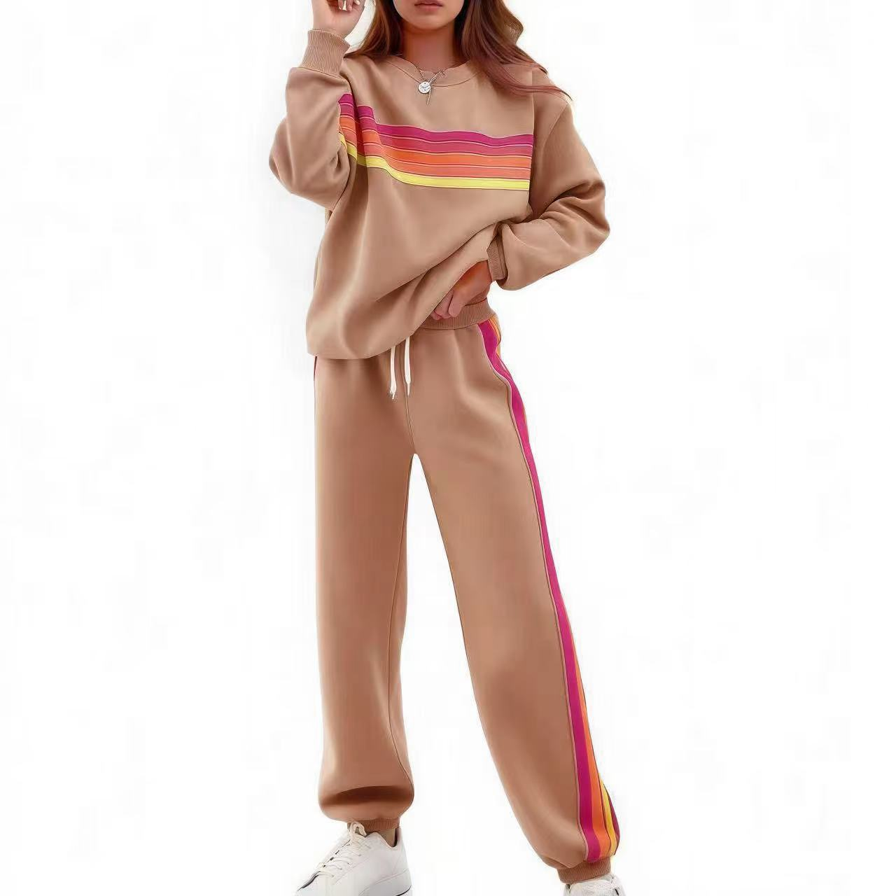 Rainbow Stripe Relaxed Fit Two-Piece Set