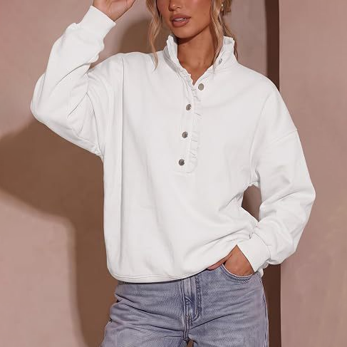 Women’s Oversized Button-Front Sweatshirt
