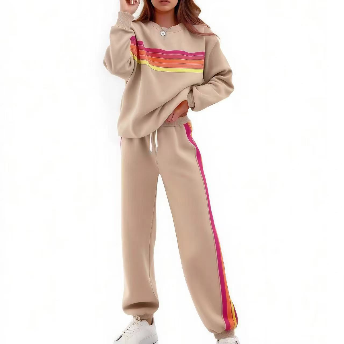 Rainbow Stripe Relaxed Fit Two-Piece Set