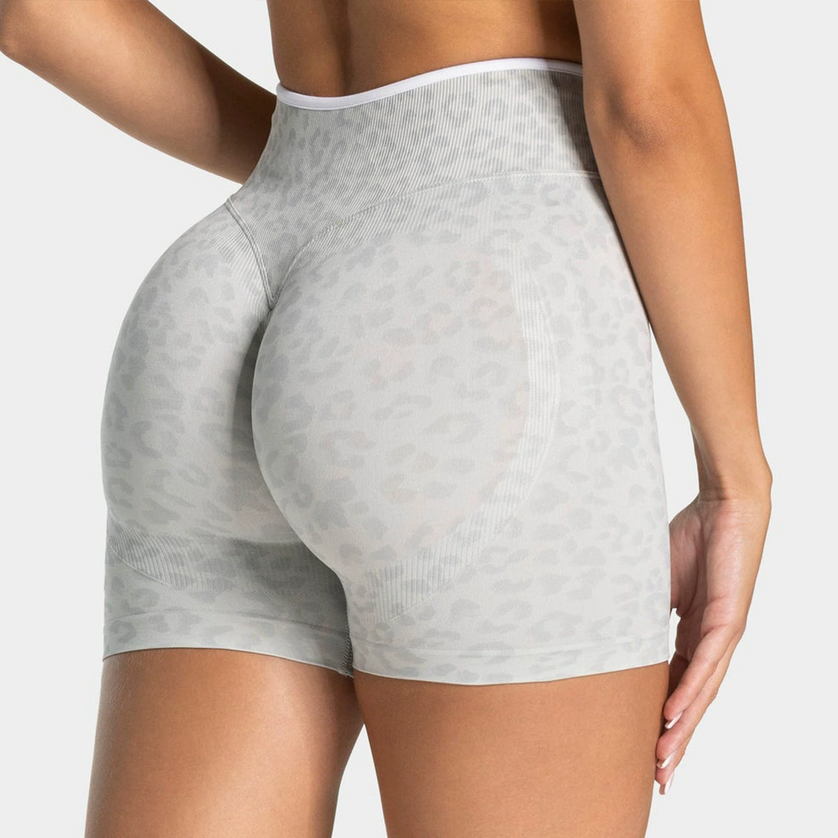 Seamless Leopard Print High Waist Workout Shorts