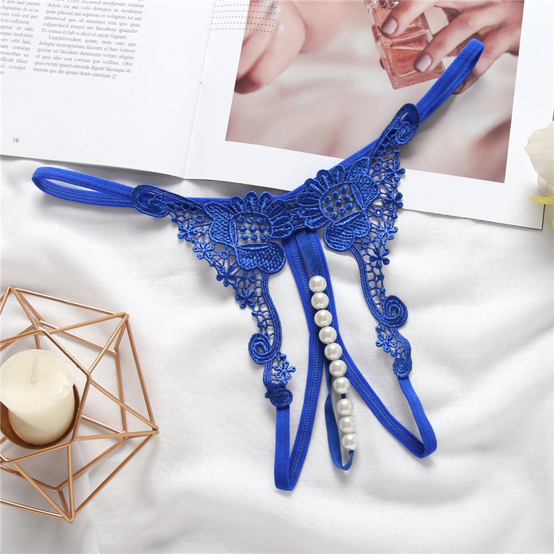 Transparent Embroidery Sexy Women's Low Rise Thong