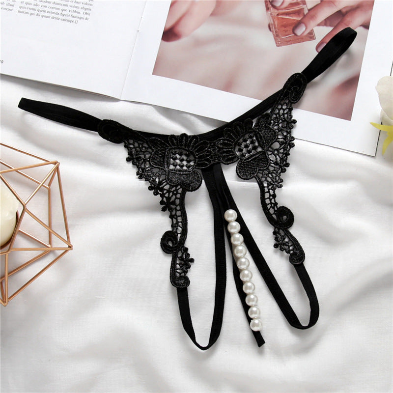 Transparent Embroidery Sexy Women's Low Rise Thong
