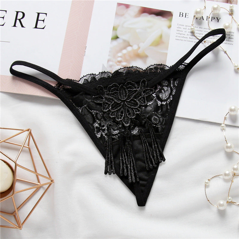 Cute lace hollow embroidery pure desire girl thong