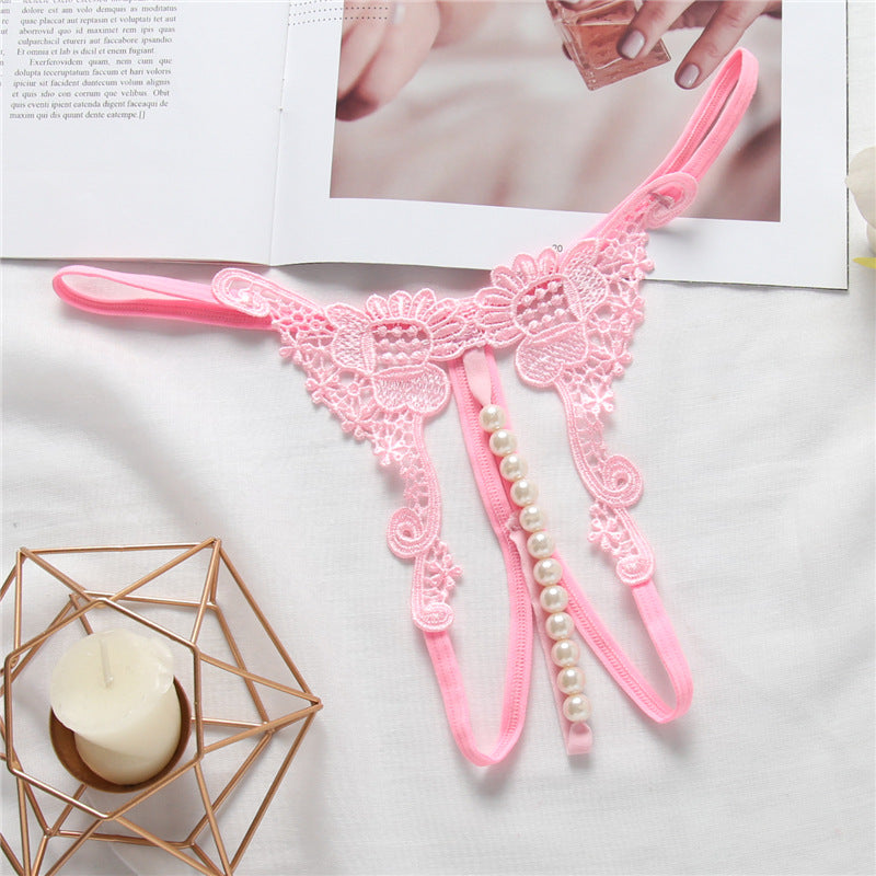 Transparent Embroidery Sexy Women's Low Rise Thong