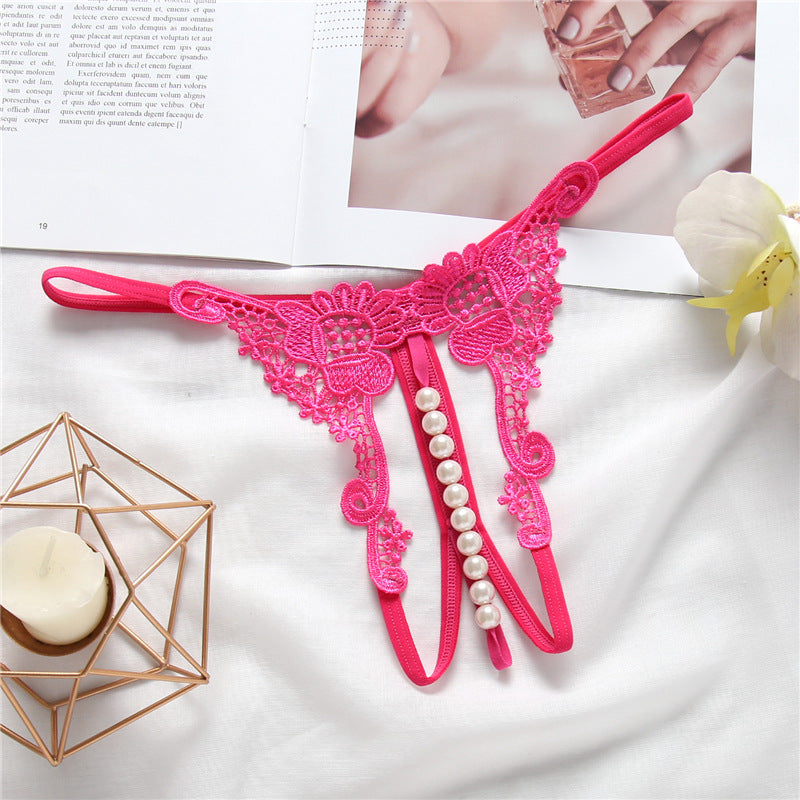 Transparent Embroidery Sexy Women's Low Rise Thong