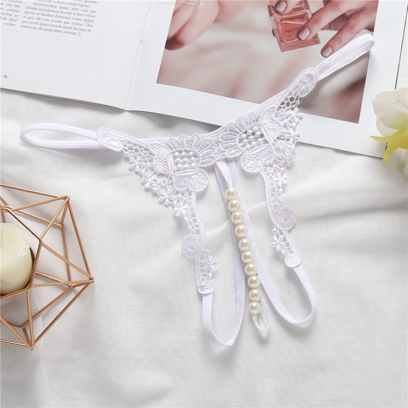 Transparent Embroidery Sexy Women's Low Rise Thong