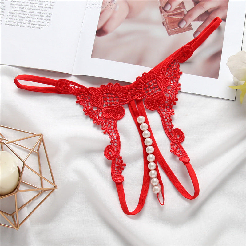 Transparent Embroidery Sexy Women's Low Rise Thong