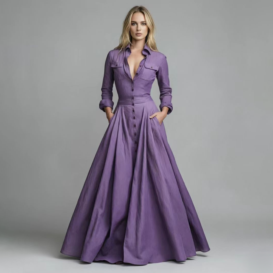 Elena Belted Maxi Shirt Dress