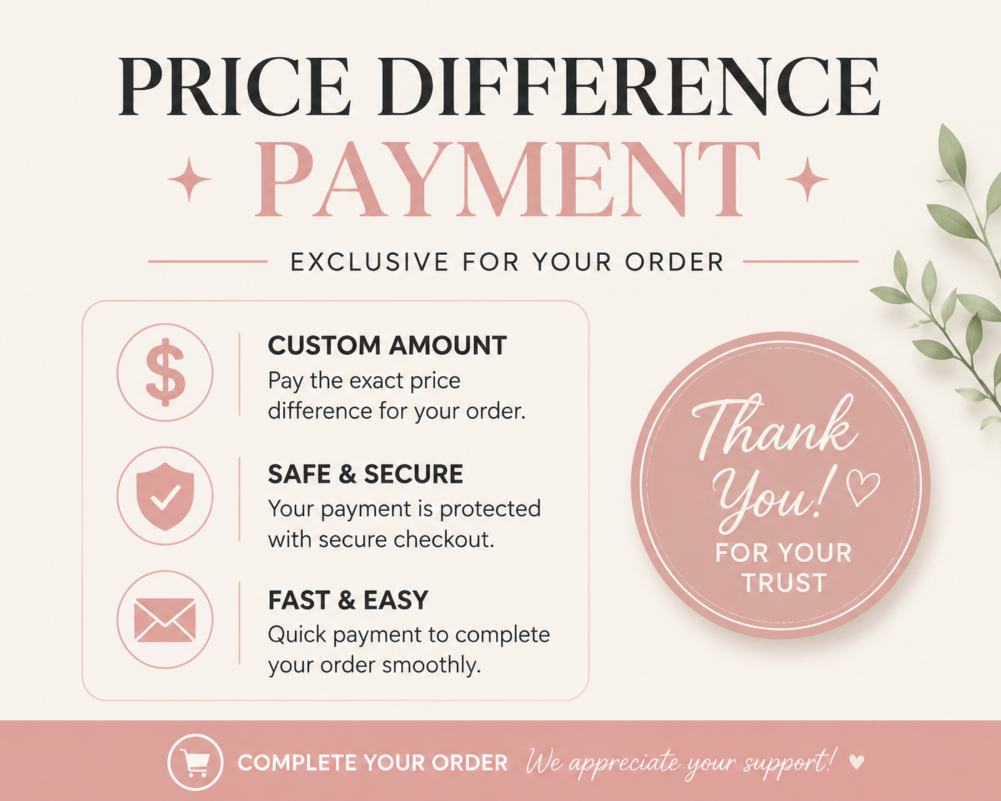 Pay the price difference