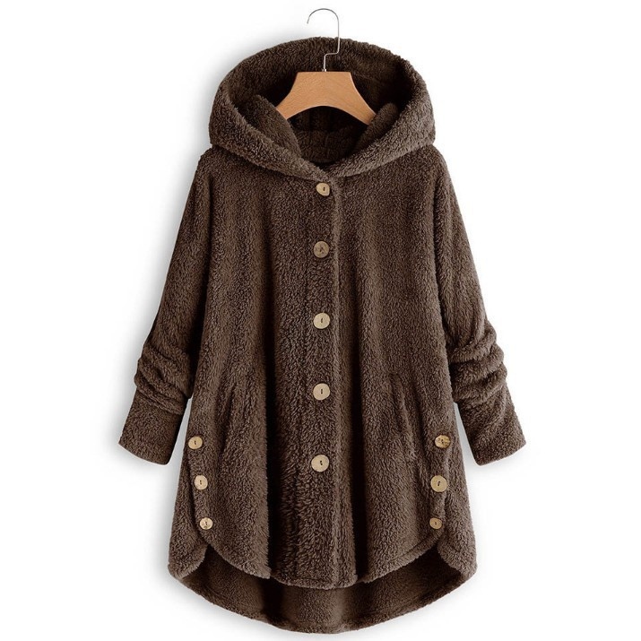 Marlow Hooded Button-Front Fleece Coat