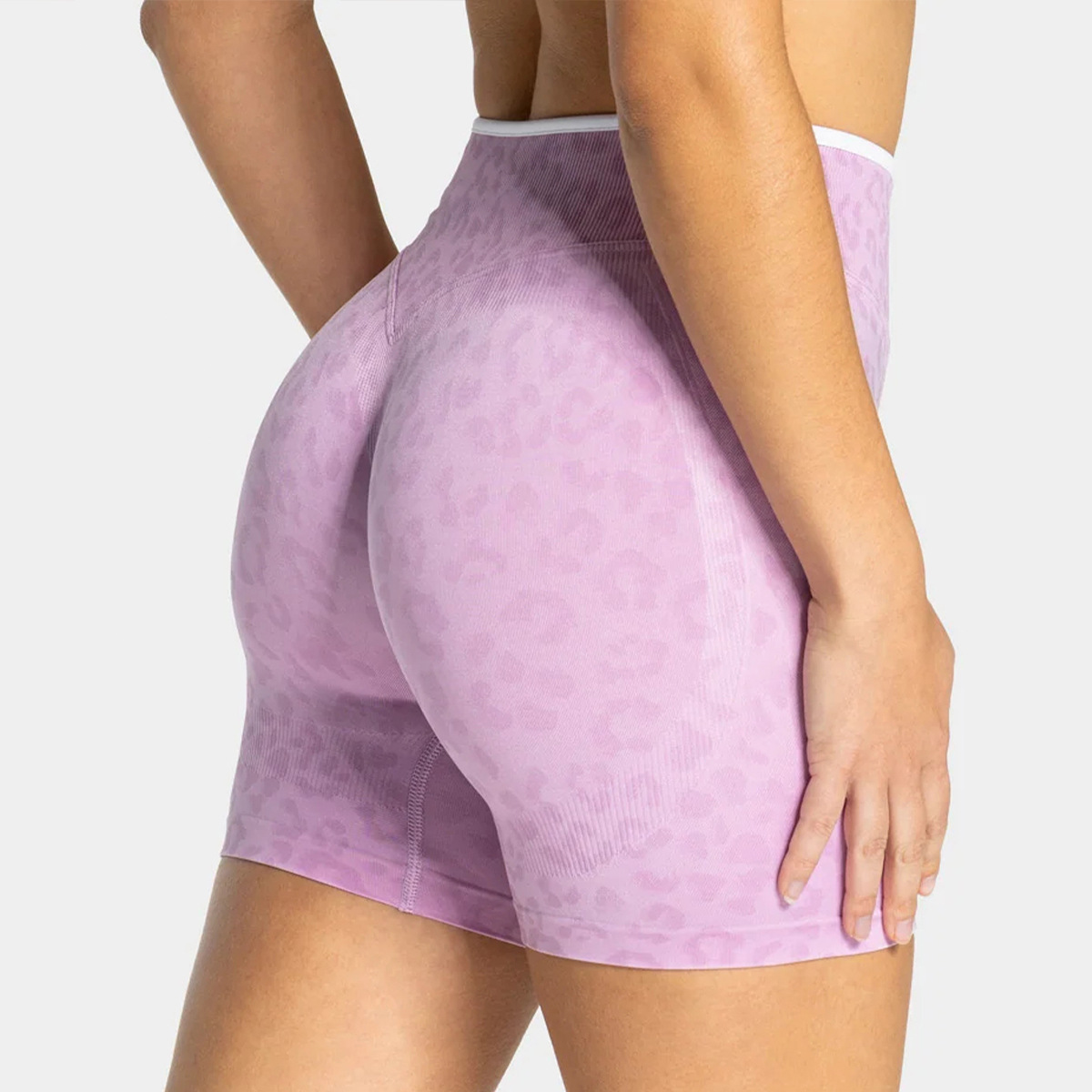 Seamless Leopard Print High Waist Workout Shorts