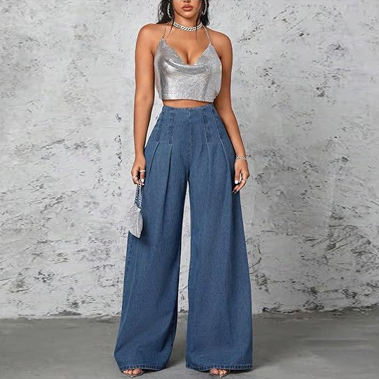 Luna Wide Leg Denim Pants