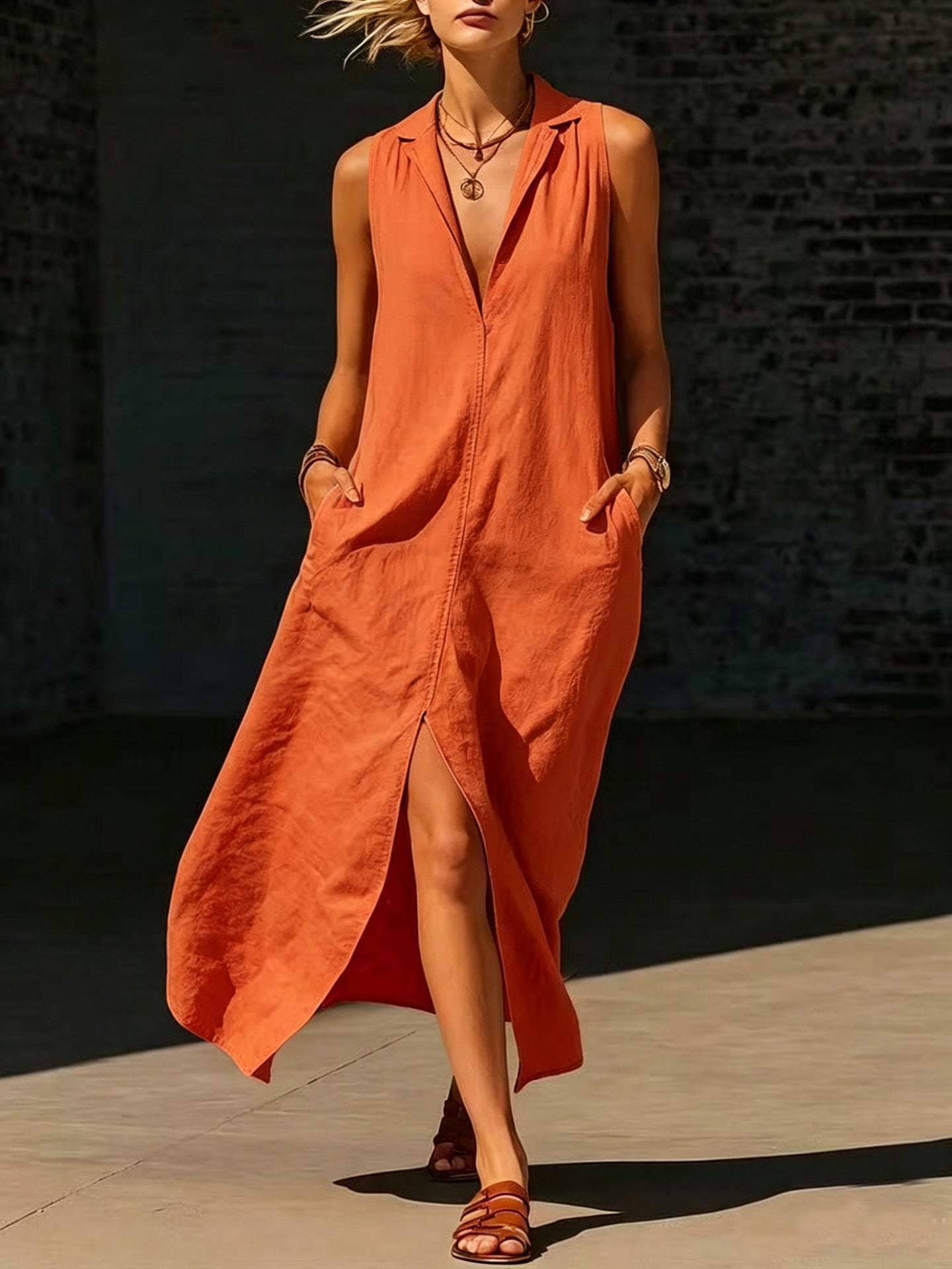 LunaFlow™ Elegant Side Split Maxi Dress