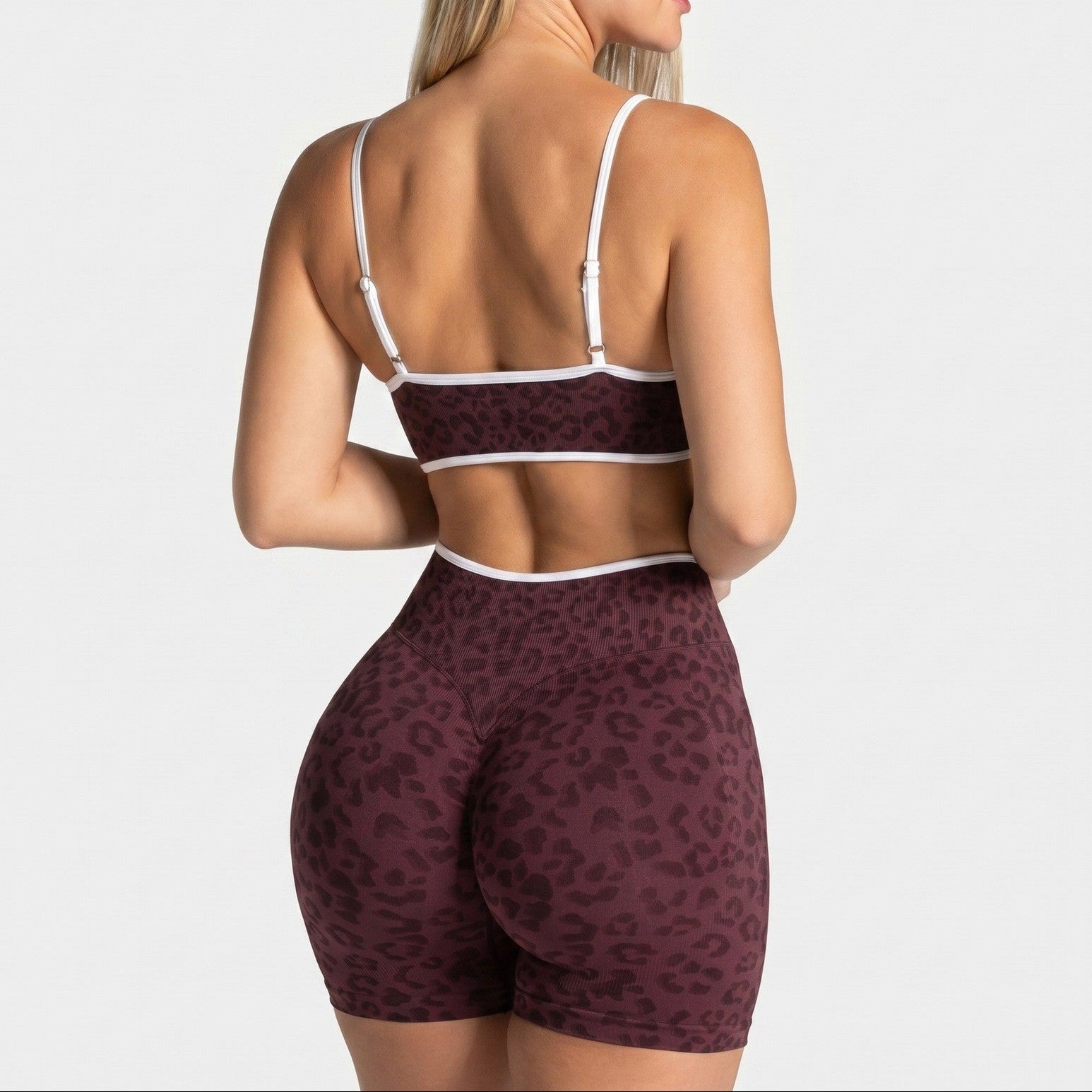 Seamless Leopard Print High Waist Workout Shorts