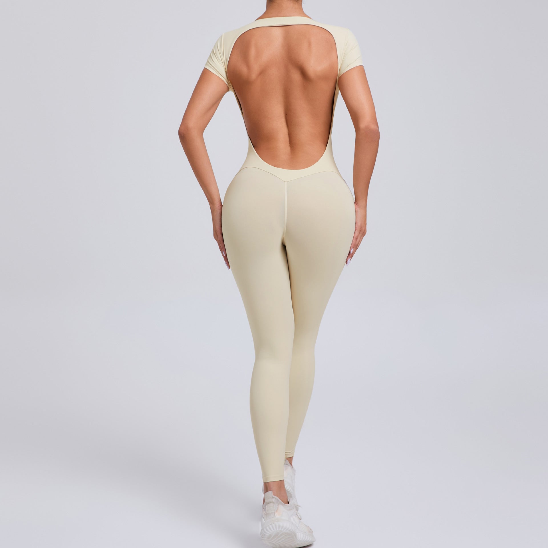 Women's Short Sleeve Backless Slim Fit Yoga Romper 89071
