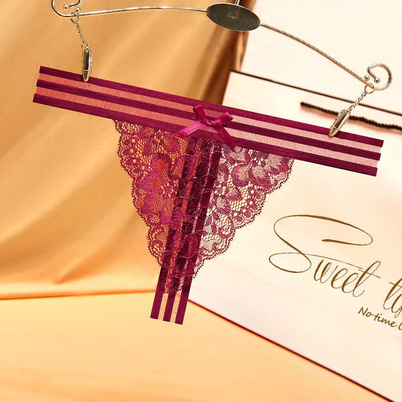 Striped See-Through Sexy Lace Thong