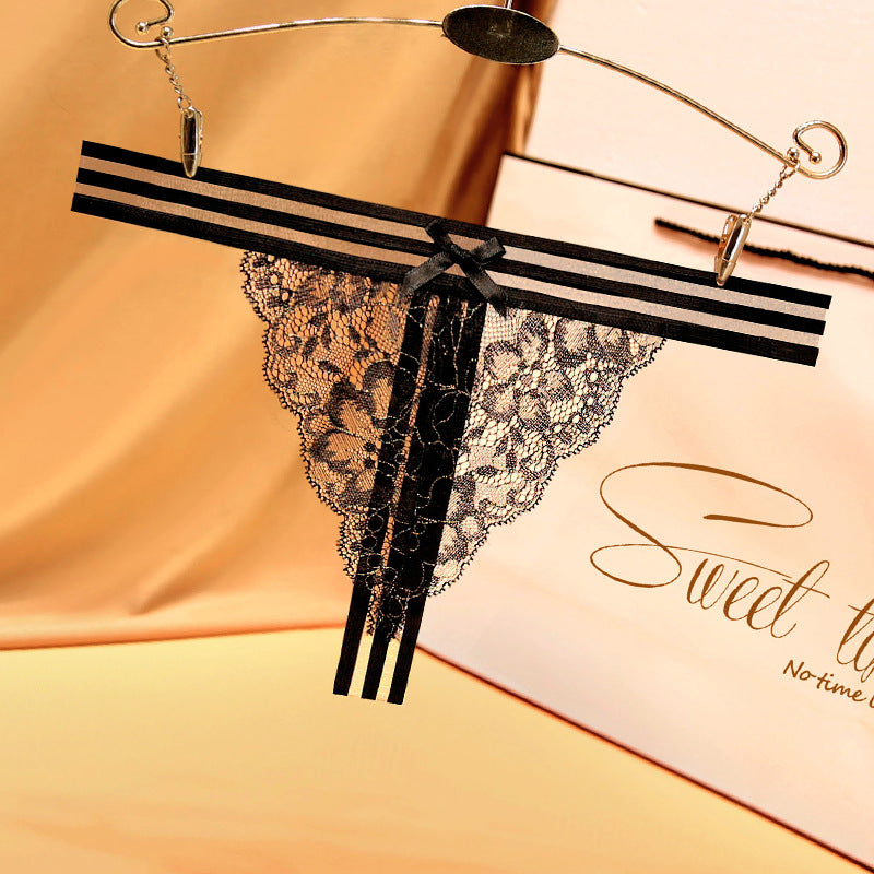 Striped See-Through Sexy Lace Thong