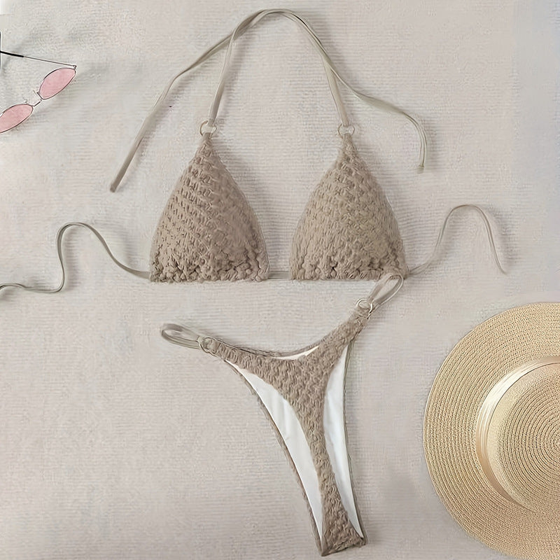 One shoulder solid color swimsuit fashionable swimsuit