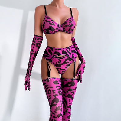 Sexy lingerie leopard print suit