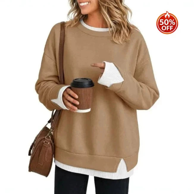 Women's Crew Neck Long Sleeve Relaxed Fit Pullover Sweatshirt