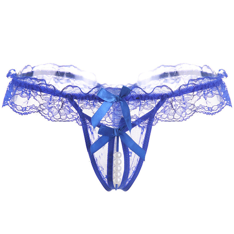 Lace low waist pearl massage panties