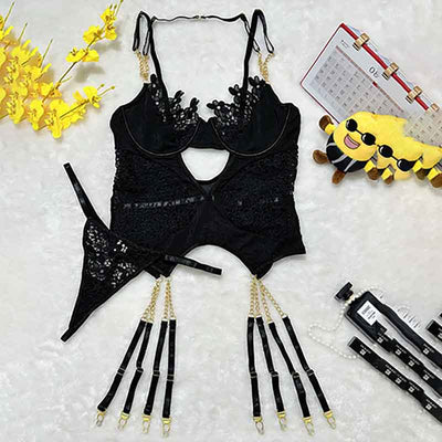 High-end lace hollow three-dimensional fun suit