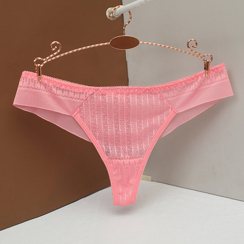 Mesh transparent temptation seamless low waist thong