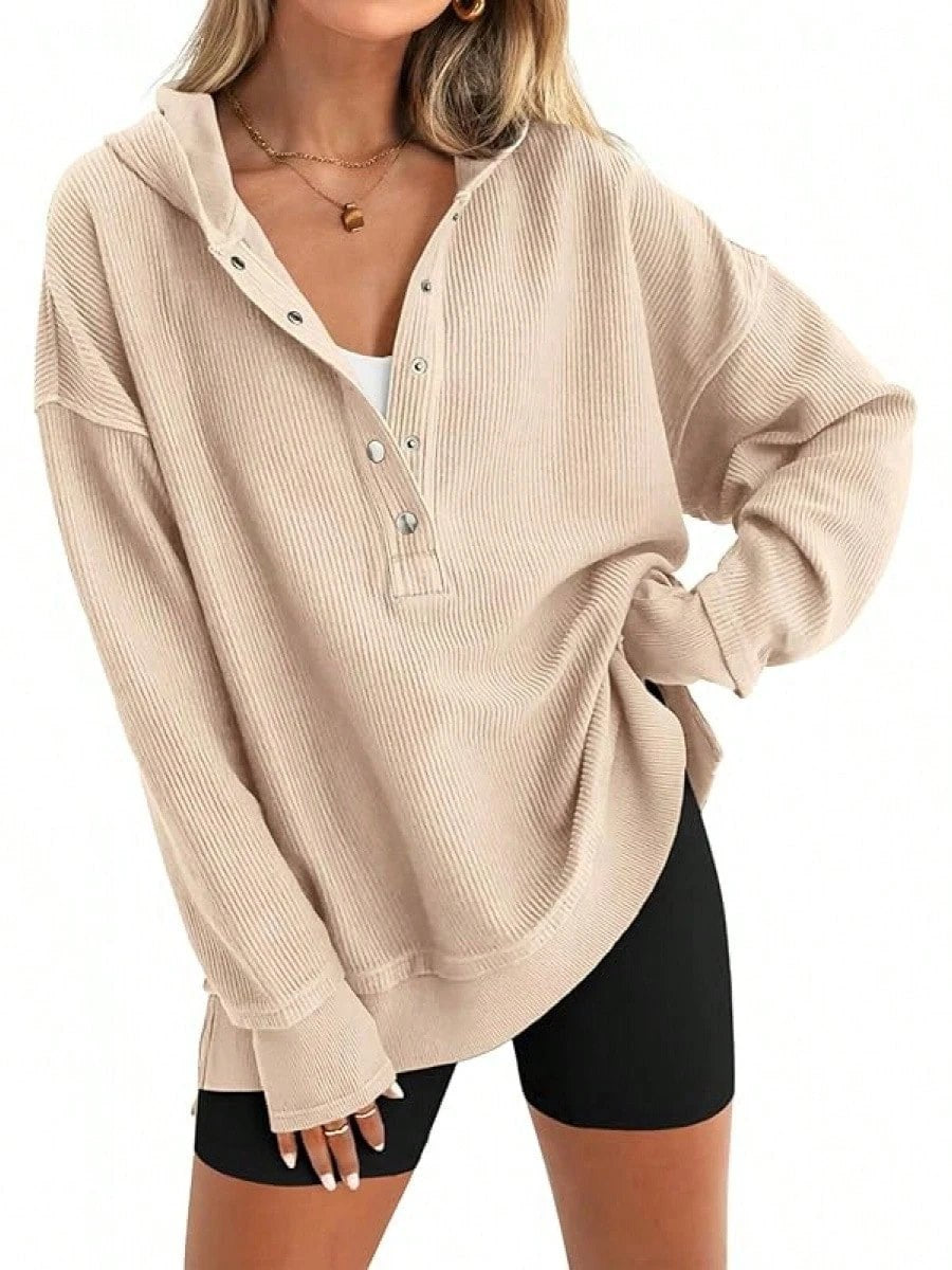 Women's Oversized V-Neck Pullover Sweatshirt