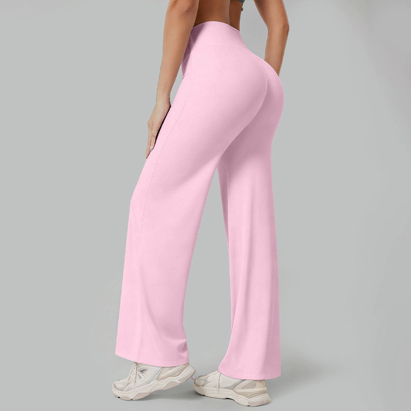 Women's High-Waist Straight-Leg Yoga Pants Breathable Ice-Silk Training Trousers