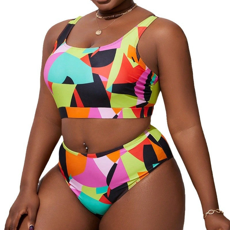 Printed Large Size Beach Swimsuit