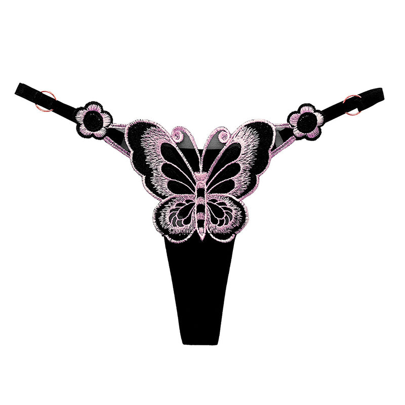 Butterfly embroidery thong