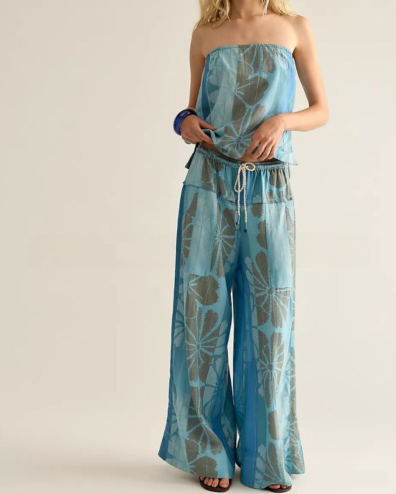 LunaFlow™ Boho Printed Wide Leg Jumpsuit