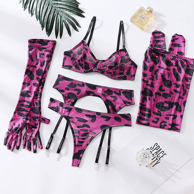 Printed Mesh Bra Set