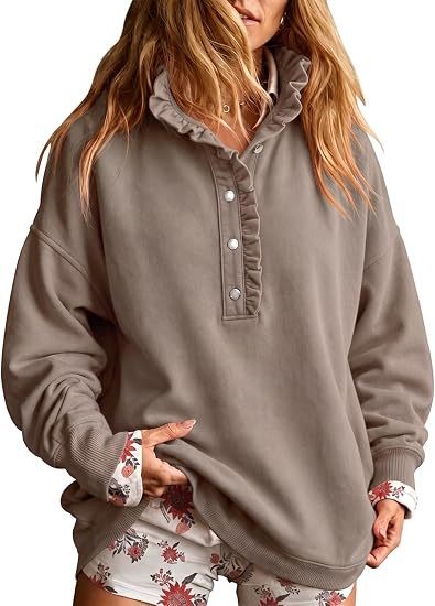 Women’s Oversized Button-Front Sweatshirt