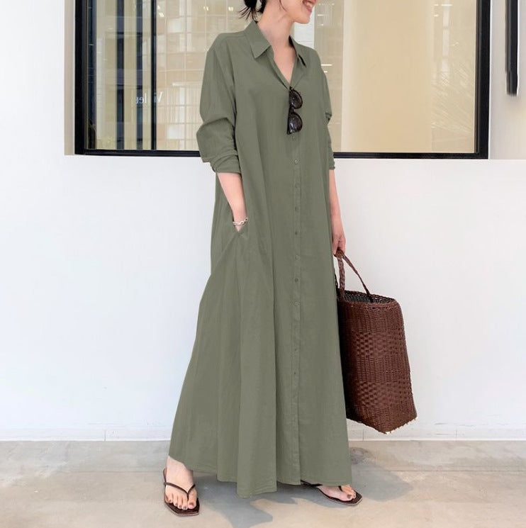 LunaEase™ Elegant Button Down Maxi Dress