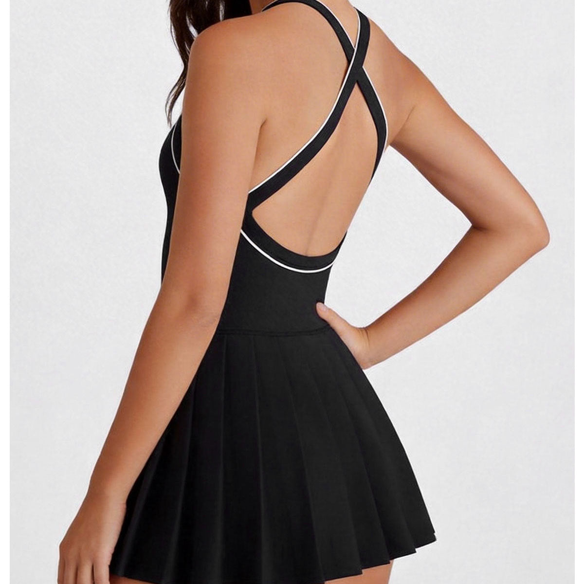 Black Cross Back Mini Dress