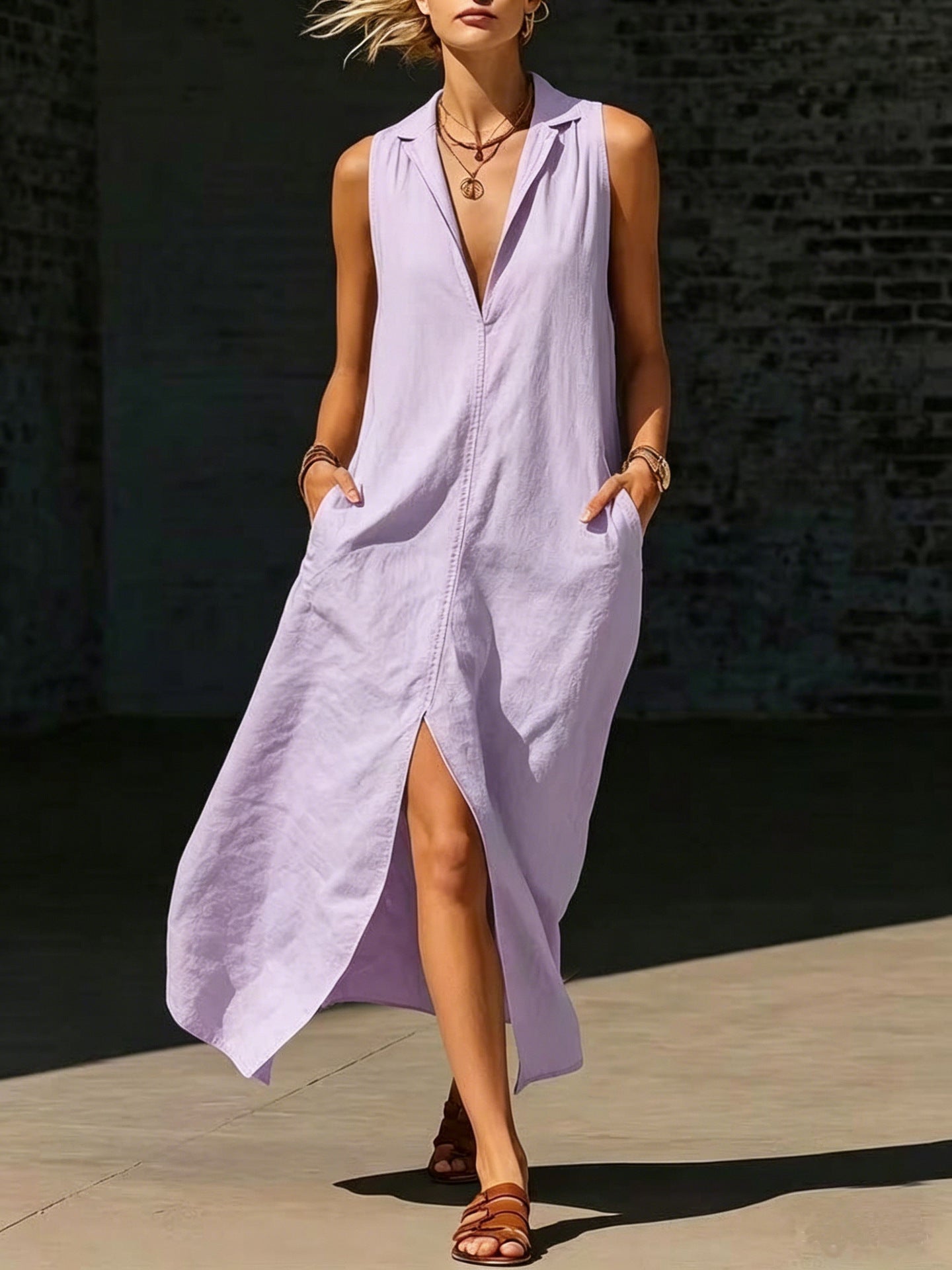 LunaFlow™ Elegant Side Split Maxi Dress