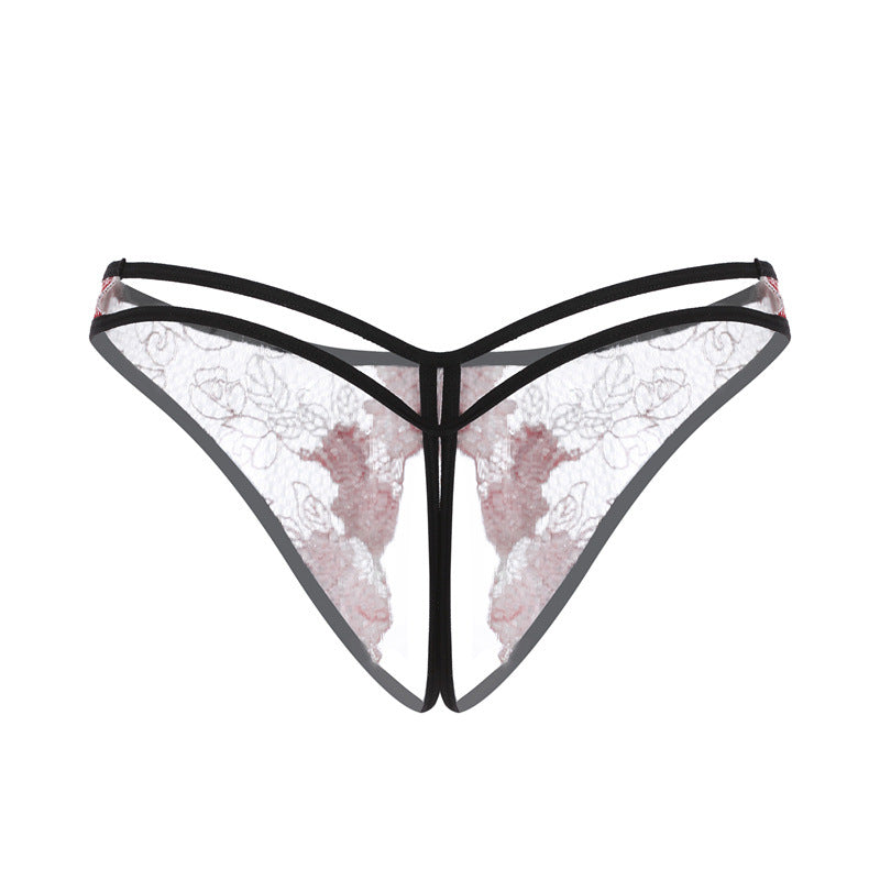 Embroidered diamond pendant transparent briefs