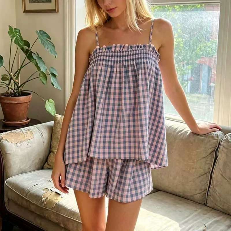 Scarlet Gingham Lounge Set